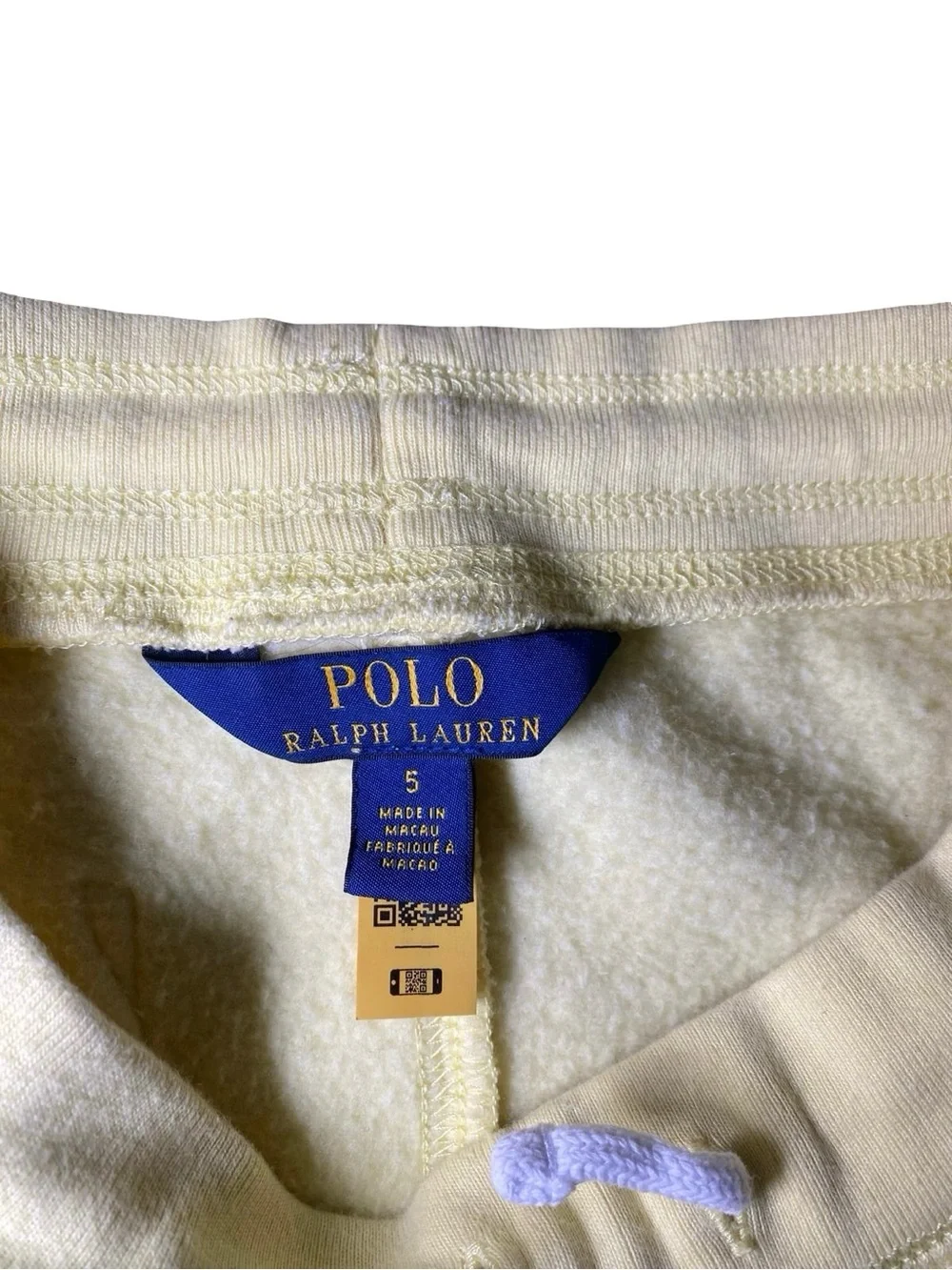 Polo Ralph Lauren Boys Yellow Fleece Shorts Logo Sweatshorts Drawstring Size 5